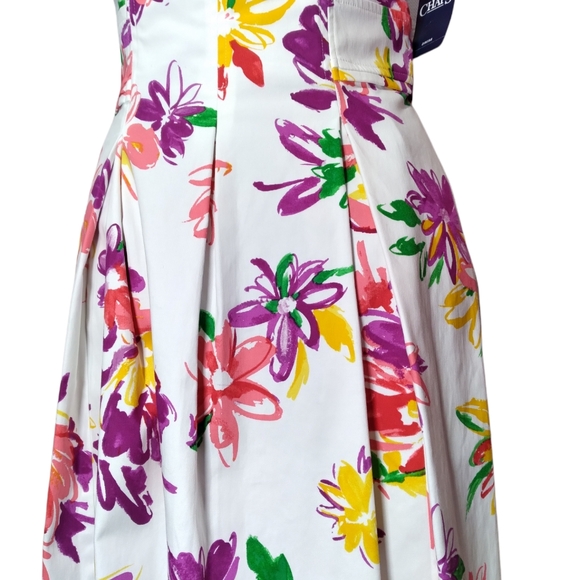 Chaps New Floral Jacquard Fit n Flare V-Neck Pleated Sleeveless Dress Size 4 NWT - Picture 10 of 16